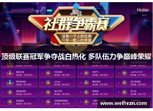 顶级联赛冠军争夺战白热化 多队伍力争巅峰荣耀